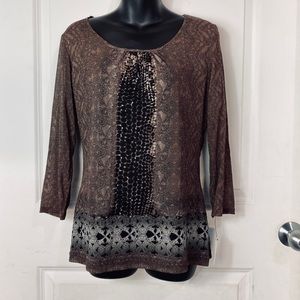 Liz Claiborne Womans NWT Brown Top